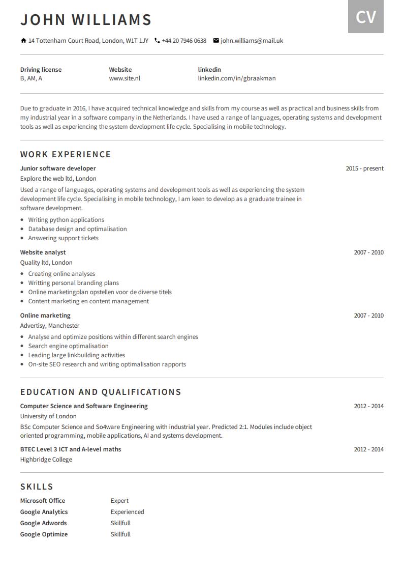 Besplatan primer CV-ja Besplatan primer CV-ja