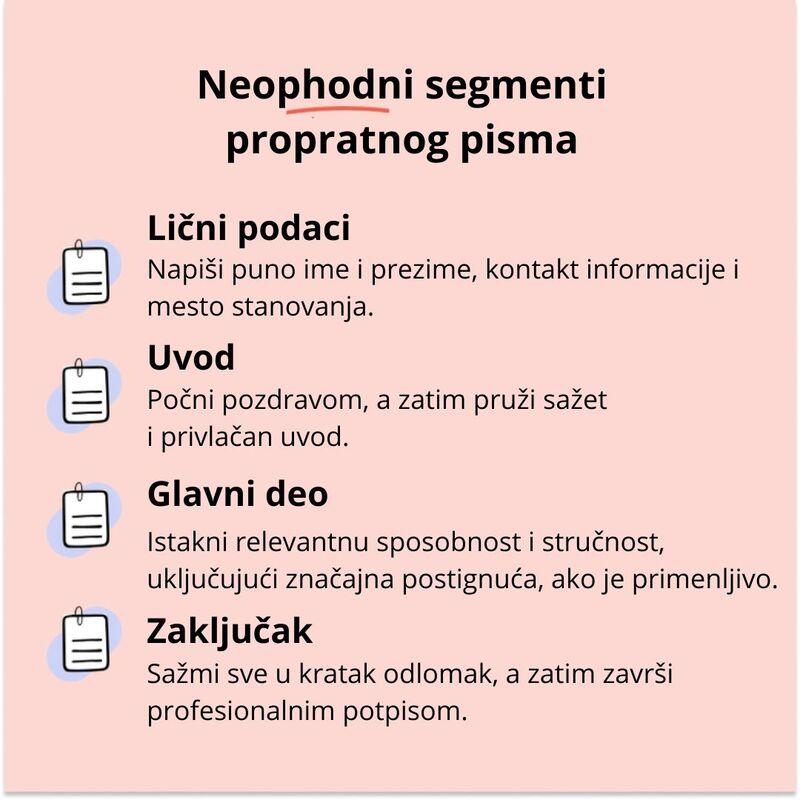 Neophodni segmenti propratnog pisma