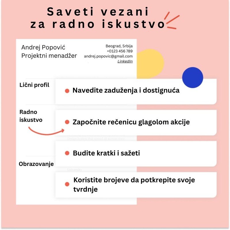 radno iskustvo za projektnog menadžera