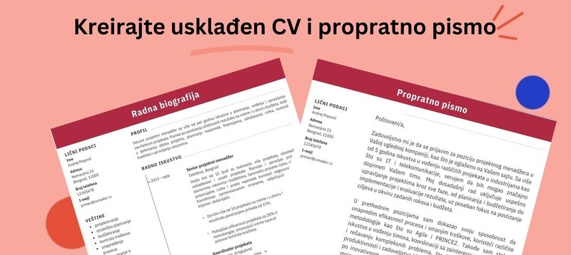 usklađeni CV i propratno pismo